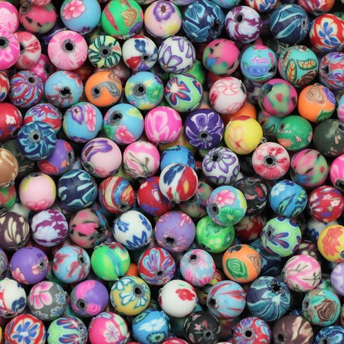 100pcs Mixed Polymer Clay Round Ball Loose Beads 6,8,10,12mm Wholesale - Picture 3 of 6