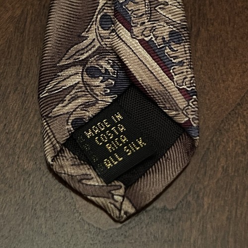 Vintage Embassy Square Brown Burgundy Silk Men’s Neck Tie Made In Costa Rica - Picture 7 of 9
