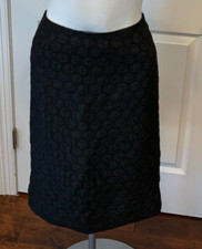 Maeve Black Polka Dot Patterned Pencil Skirt W/ Rear Zipper, Size 8 US