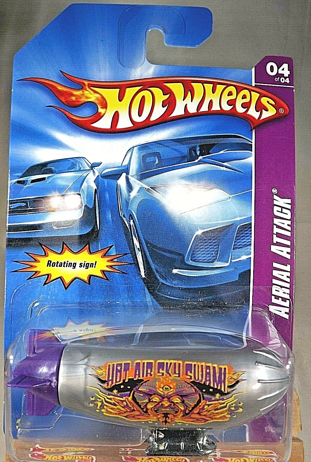 2007 Hot Wheels #76 Aerial Attack 4/4 BLIMP Gray/Purple Air Balloon w/Steel Base