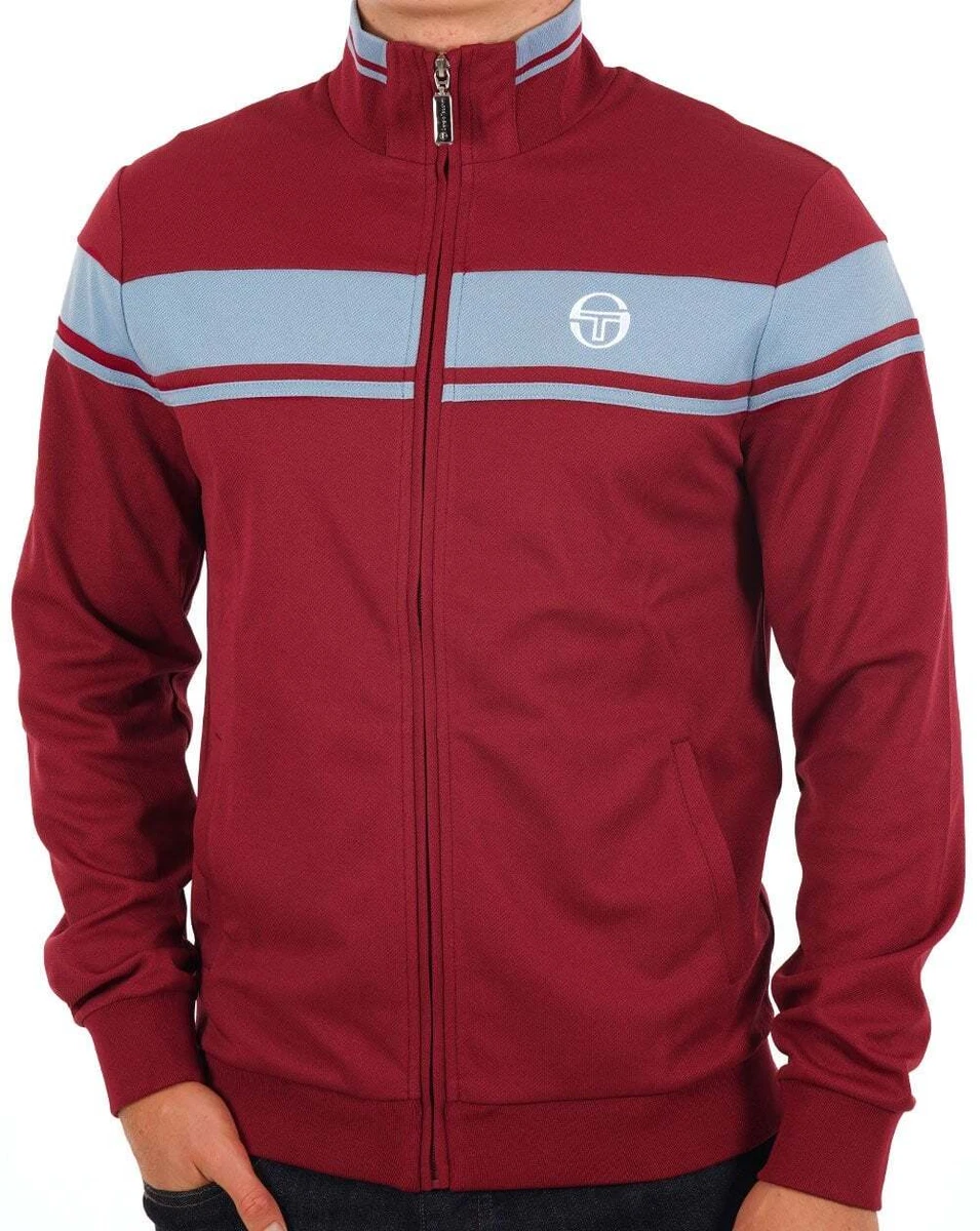 Sergio Tacchini Masters Track Top Claret Blue Retro 80s Casuals