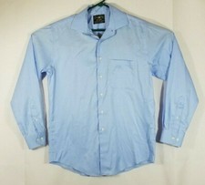 Pronto Uomo Men 15 1/2 34/35 Blue Dress Shirt Long Sleeve Cotton CLASSIC FIT