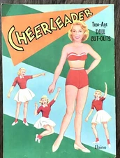 1950s vintage cheerleader Paper Dolls MARY & ELAINE Uncut  STEPHENS PUBLISHING