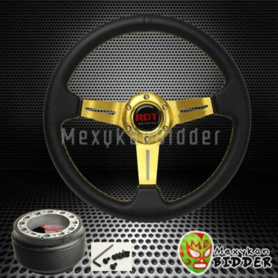 #ad 330mm Gold 2quot; Deep Dish PVC Steering Wheel Hub Adapter Honda Civic 1992 1995 EG $52.89