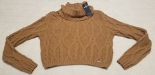 Hollister Womens Brown Twisted Cable Knit Turtle Neck Long Sleeve Sweater SizeXS