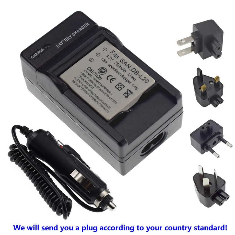 Batería + Cargador para Sanyo Xacti DMX-C1 Xacti DMX-C4(D) DB-L20 DB-L20A 3.7V Foto 2 de 4