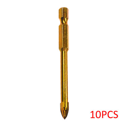 10x 6mm Titanium Ceramic Tile Marble Glass Drill Bit Cross Spear Head Hex Shank