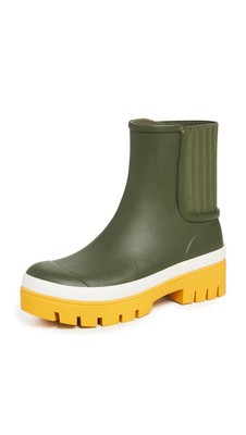 Tory Burch Women's Foul Weather Boots, Leccio/Leccio, Green, 8 Medium US