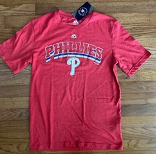 NEW Majestic Philadelphia Phillies MLB baseball T-shirt men s Small Red NWT