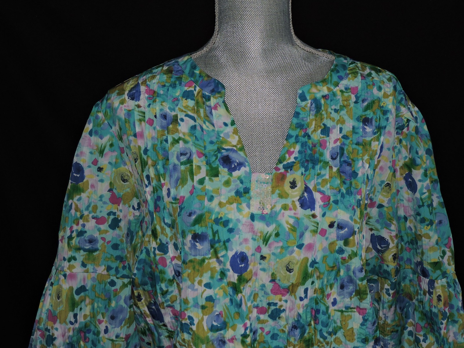Soft By Avenue Peasant Blouse Shirt Spring Boho Floral Top Spring size 2X 22 24 image 2