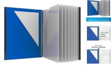 10 Pocket Folder, Sturdy Plastic Spiral Portfolio, Anti-Tear Edges, 8 Clear