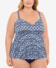 Swim Solutions Triple-Tier Tummy-Control One-Piece Swimsuit Plus Size 16 13160