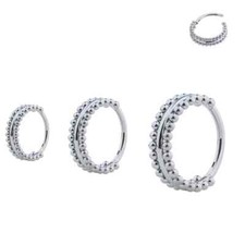 16G Surgical Steel Double Sided Beads Hinged Clicker Septum Nose Ring Ear Tragus