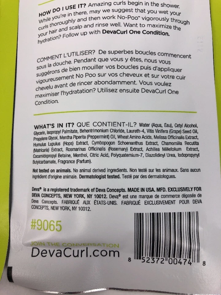 Limpiador acondicionador de espuma DEVACURL No-Poo Zero tamaño de muestra 1 fl oz x 5 paquetes Foto 4 de 4