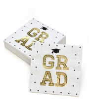 Bold Gold Foil Grad Cocktail Napkins - 40 count