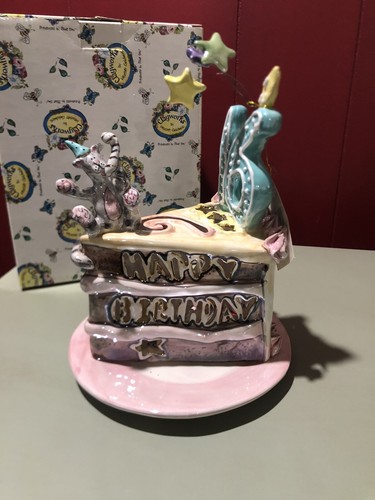 Heather Goldminc Blue Sky Happy 16 Birthday Ceramic Cake & Cat Tea Light Holder - Picture 3 of 7