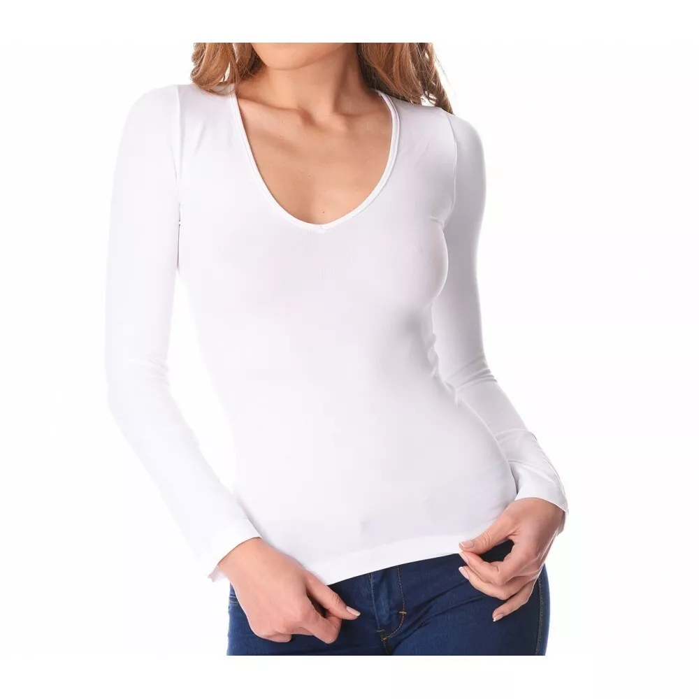 Sous-pull Lisa manches longues col V femme slim fit effet