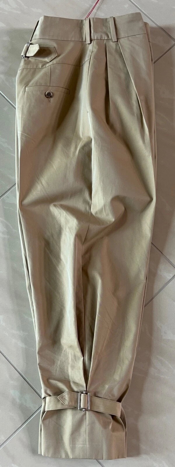 #2118 ALEXANDER MCQUEEN CAMMELLO Pantaloni conici in twill di cotone con fibbia TG 38