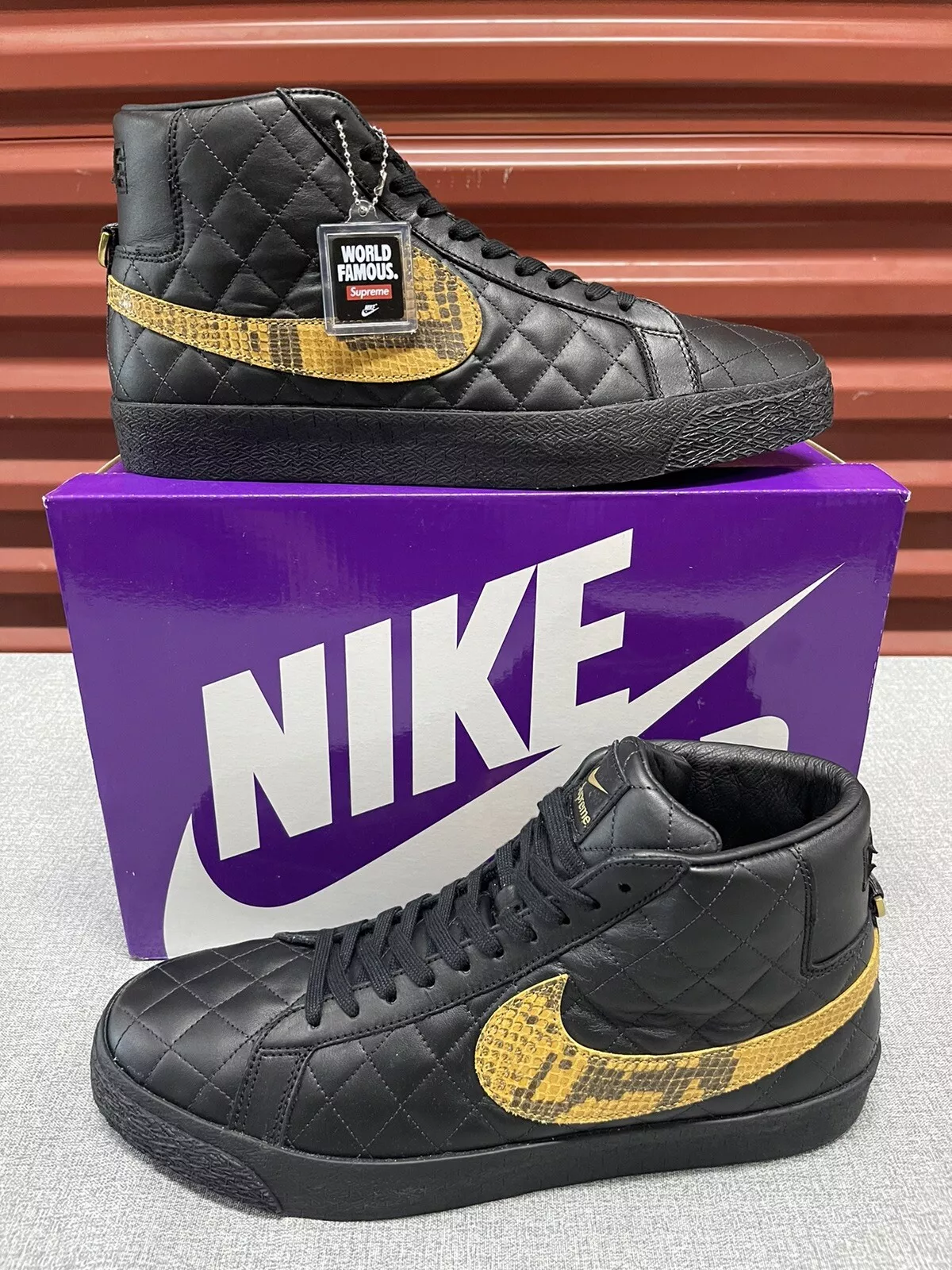 Blazer Supreme x Nike SB Mid QS homme taille 12 « noir suprême » neuf [DV5078 001]