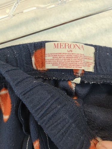 Merona Mens Large Navy Blue Football Logo Fleece Pajama Lounge Pants - Picture 6 of 10