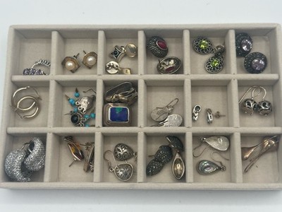 Menge 18 Sterlingsilber Multi Edelstein Hänger Ohrhänger Creolen alle tragbar