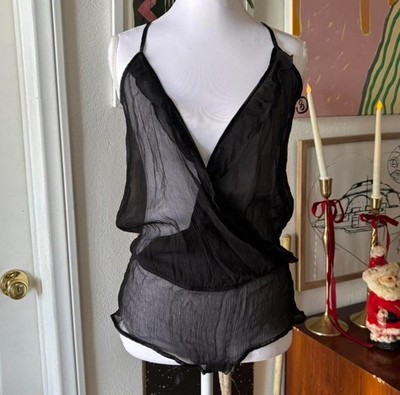 Intimissimi Lingerie sheer black romper made of  seta-silk  NEW WITH TAGS
