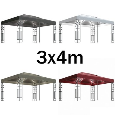 3x4m LED Garten Pavillon Gartenpavillon Partyzelt Fest Gartenzelt Metall Zelt