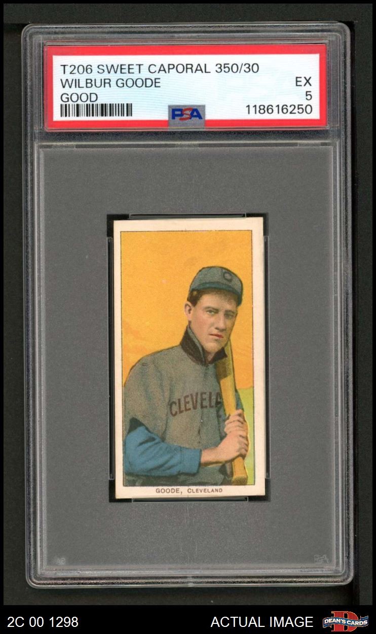 1909 T206 Wilbur Good Goode Naps (Indians) UER PSA 5 - EX