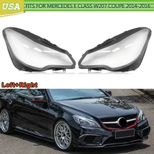 For Mercedes W207 E-Coupe Left Right Headlight Lens Cover Headlamp Cover 2014-17
