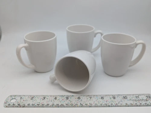 4 - Corelle Coordinates Stoneware Solid White Coffee Mugs Cups 11 oz ▶️Set of 4