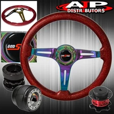 Extender Quick Release For 86-98 Rx7 Spec Red Wood Neo Chrome Steering Wheel