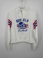 NWT Buffalo Bills Football Quarter-Zip Sweatshirt Women's Medium Ivory