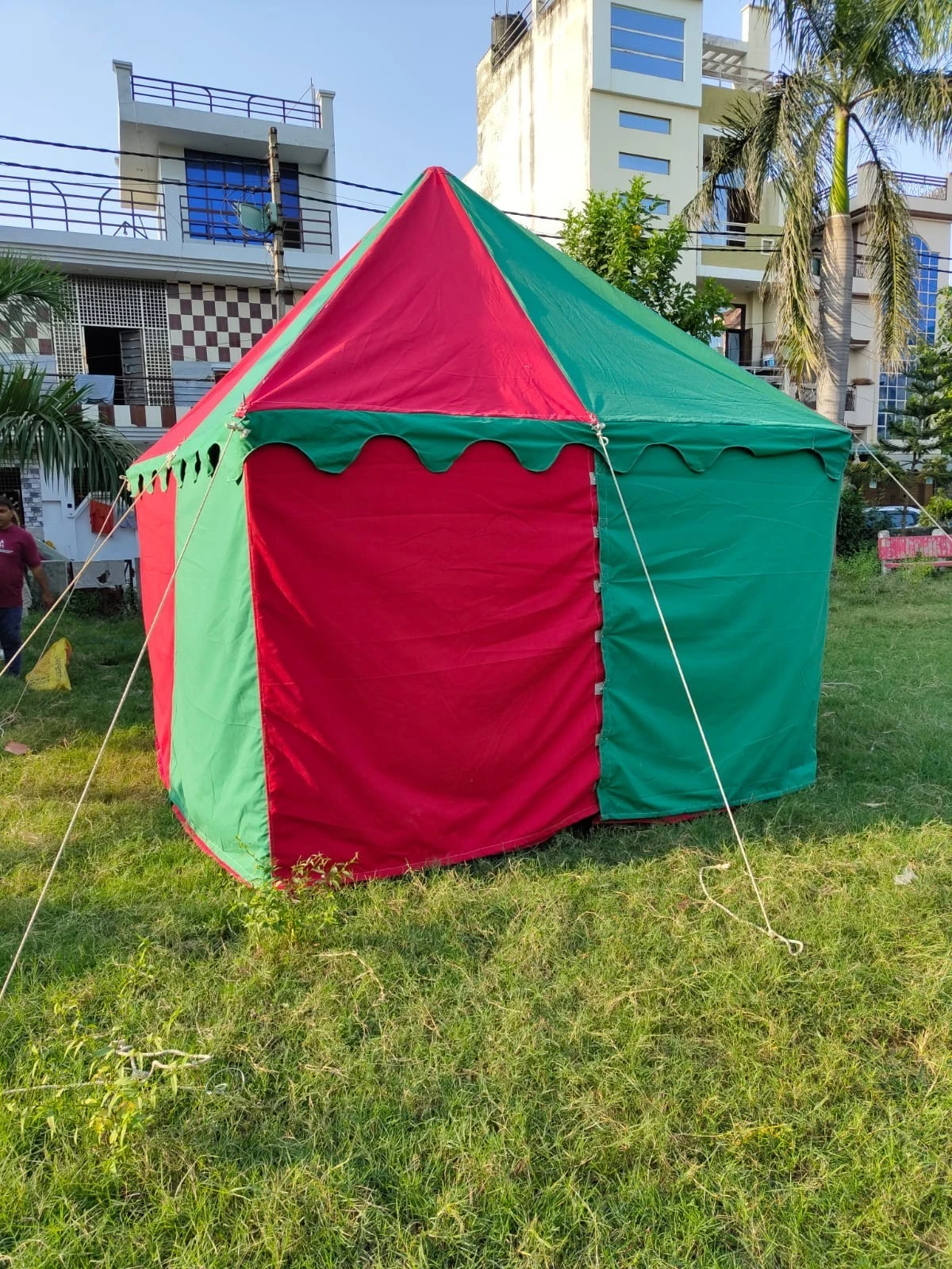 Weekend Sale Camping Tent Medieval square Red Green water proof Functional Tent