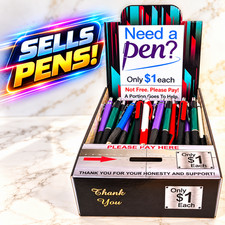 Profit From Pens! New Pen Vending Display Honor Box Dispenser: Sells Pens for $1