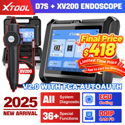 XTOOL D7S OBD2 CAN FD DoIP Auto All System Diagnostic Scanner + XV200 Endoscope