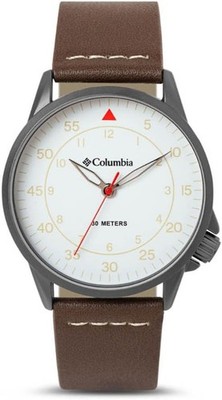 Columbia Herrenuhr mit weißem Zifferblatt und braunem Armband CSS15-012
