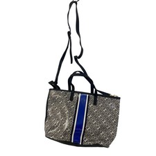 TORY BURCH Monogram Blue & Gray PVC Large Tote Bag Dual Straps