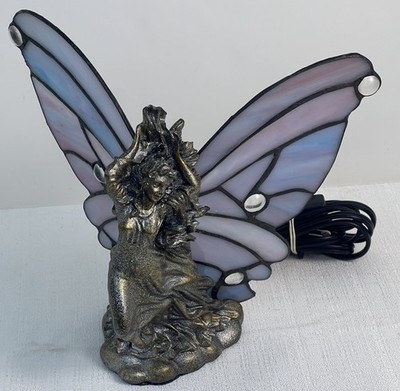 Meyda Lighting Drifting Fairy Stained Glass Butterfly Wings Accent Lamp Bronze