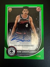 Kobe Sanders Rookie 2025-2026 Bowman Basketball  Green Paper Auto /99 Clippers
