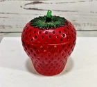 Vintage 1940 Hazel Atlas Strawberry Shaped Milk Glass Jelly Jar w/Repaired Stem