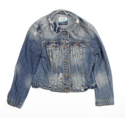 Zara Jeansjacke Mädchen blau Größe S zerrissen Freizeit