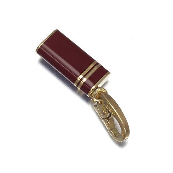AUTH CARTIER PENDANT TOP LIGHTER BORDEAUX CHARM K18YG/ENAMEL YELLOW GOLD F/S