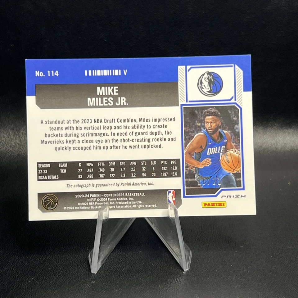 2023 Mike Miles Jr ROOKIE AUTO #/21 Panini Contenders Blue Shimmer FOTL 🔥 - Image 4 of 4