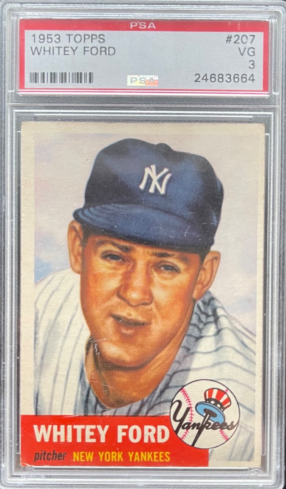 1953 Topps Whitey Ford #207 PSA 3 VG