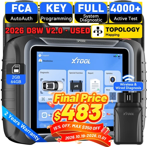 XTOOL USED D8W V2.0 Wifi Auto Car All System Diagnostic Scanner E.CU Coding FCA - product listing photo