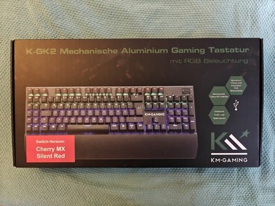 KM-Gaming K-GK2 mechanische Aluminium Gaming Tastatur mit Cherry MX RGB Switches