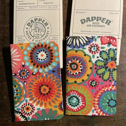 Lot 2 Block Party Bloom Dapper Notes Handmade Notebooks Enon Avital 3.5 X 5.5”