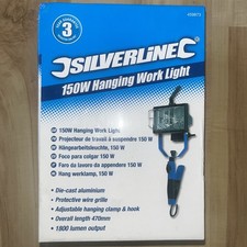 Silverline 150W Hanging Work Light with 1800 Lumens, 240V, 1.7m Cable Length New