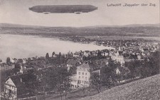 1909 ZEPPELIN LZ III O POCIĄGU / SZWAJCARSKA POCZTÓWKA POCIĄG - PFORZHEIM