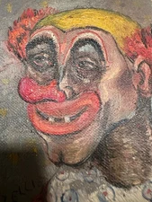 JosephAnthony Buzzelli original Oil Painting Signed Clown, Painting with Show Ad